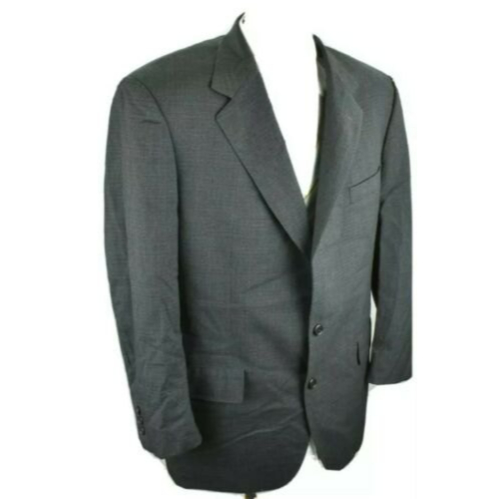 44R Brooks Brothers Makers Brooksease Blue Shepherd Check Wool Sport Coat Blazer
